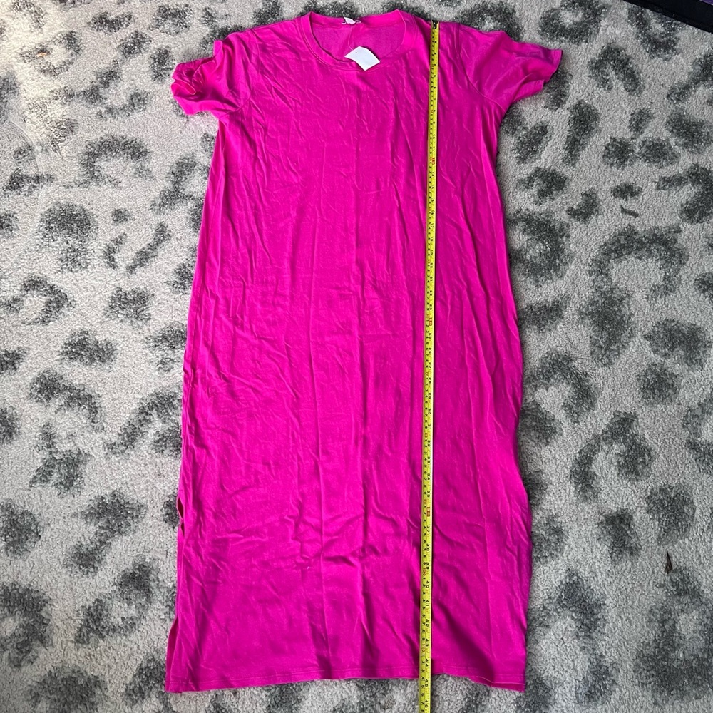 NWT J Crew Hot Pink Tshirt Midi Dress M Medium Small